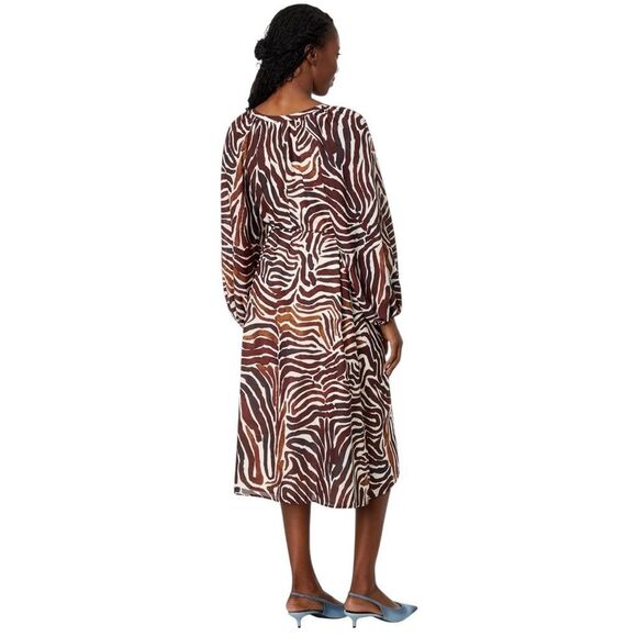 NWT TOMMY BAHAMA FUN ZEN ZEBRA PRINTED MIDI DRESS BROWN/TAN WOMENS SIZE SMALL - Picture 2 of 13